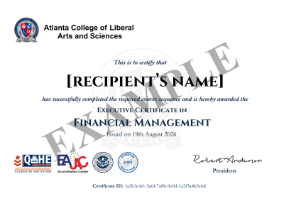 Executive Certificate in Financial Management — sample ACLAS certificate of completion
