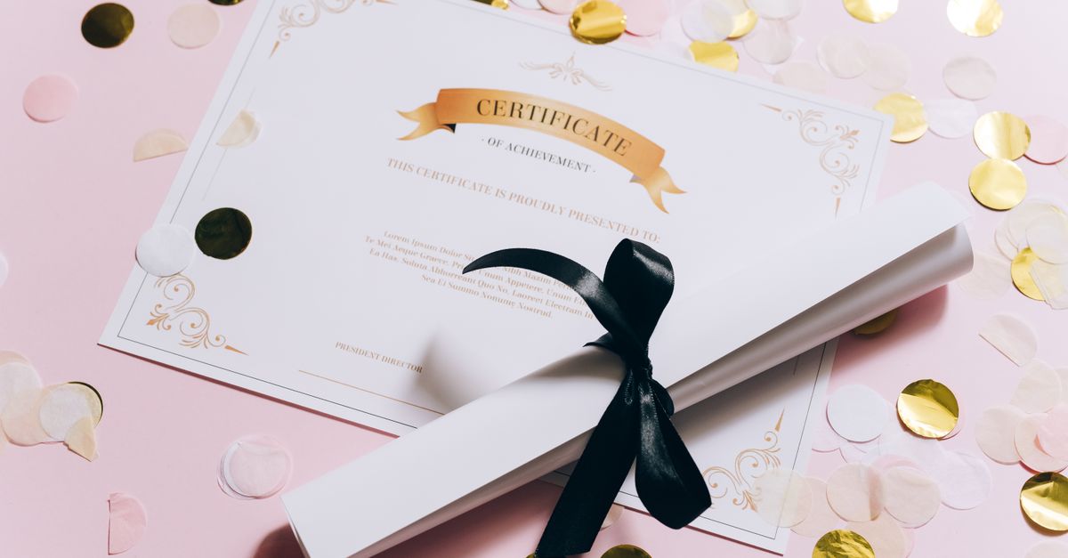 Gold award seal on a certificate