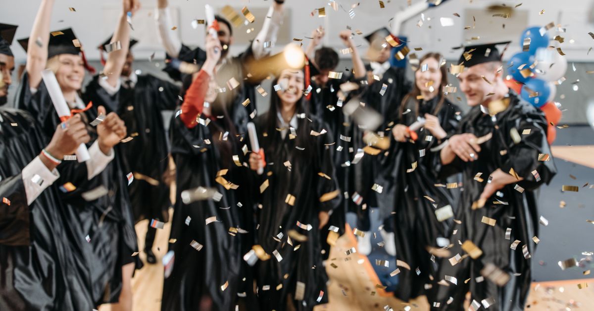 Graduates celebrating at a commencement ceremony